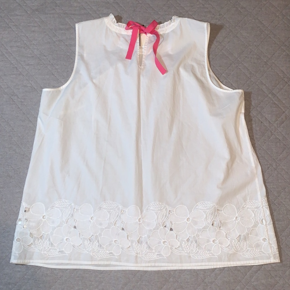 NWT Talbots Woman Sleeveless Blouse, White with Pink Tie Back Closure, Size 2X - Picture 9 of 16